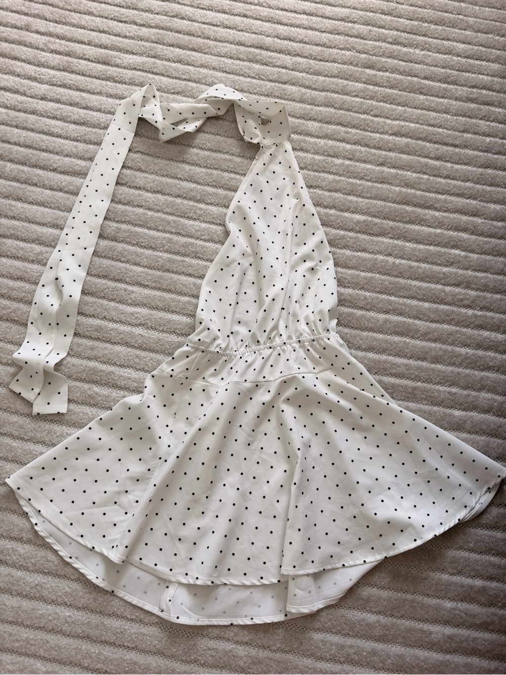 XS White Polka Dot Halter Mini Dress